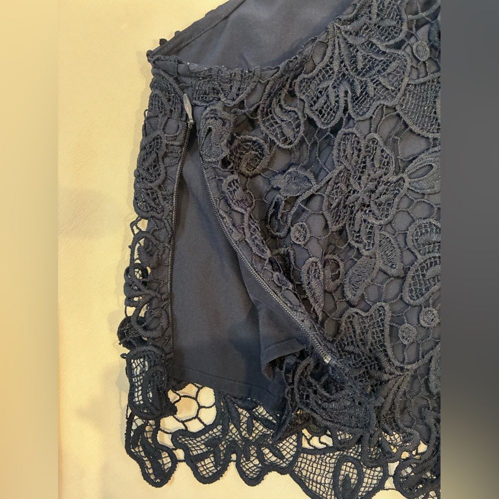 Abercrombie & Fitch Navy blue lace tie cropped top halter style size S - Picture 4 of 8